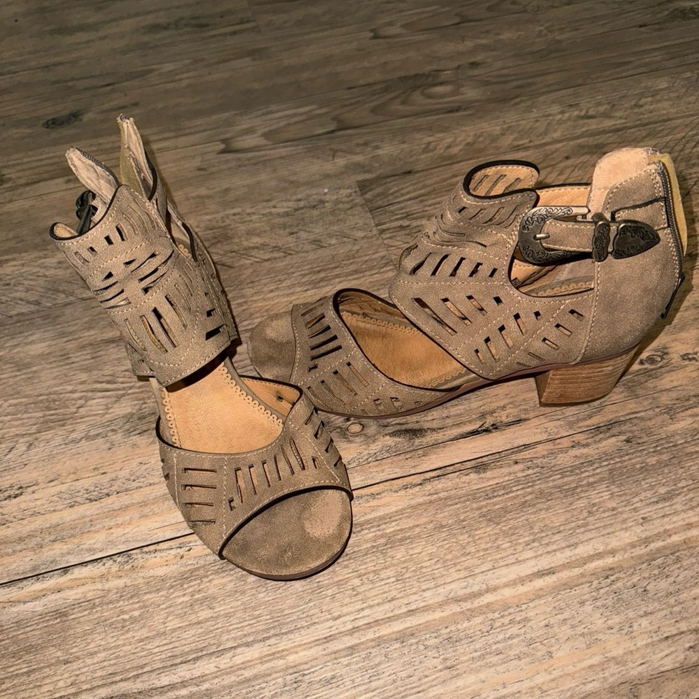 Taupe Cutout Sandal Heels